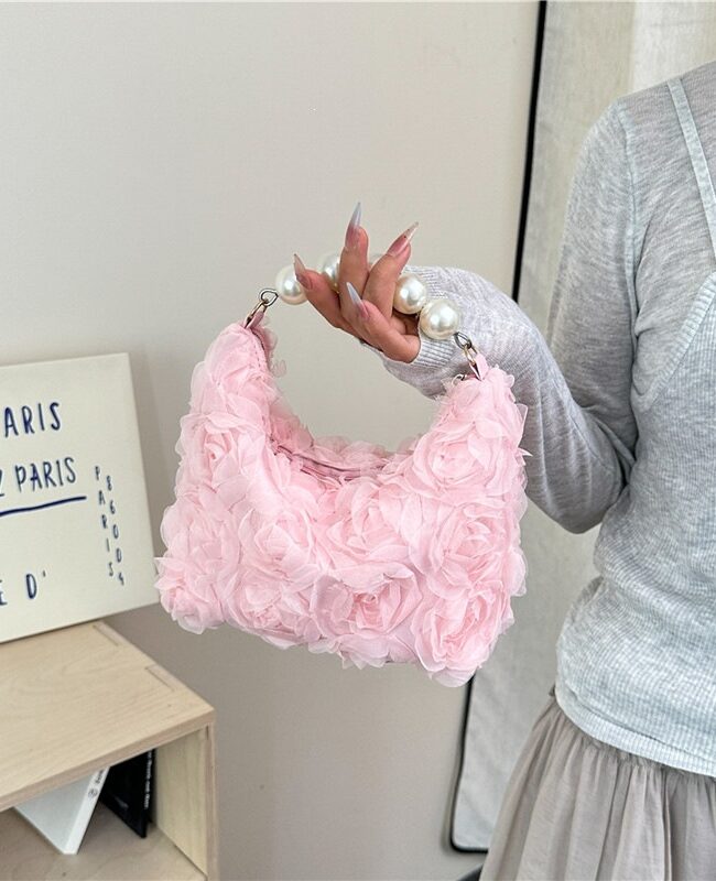 The Chloe Beaded Lace Evening Shoulder Bag Detail – La Rose Couture Handbags & Clutches