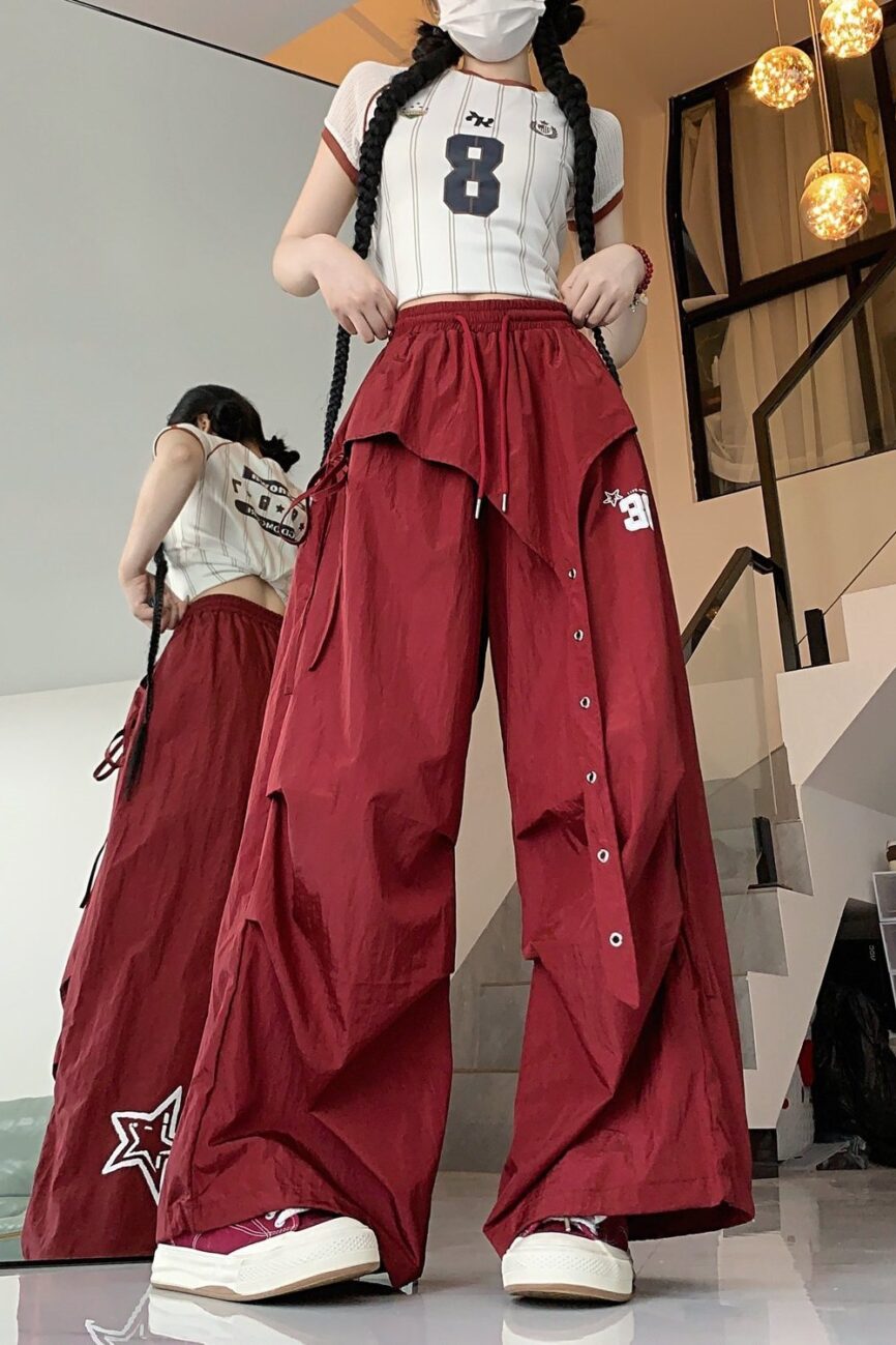 The Florine Quick Dry Wide Leg Cargo Pants Detail – La Rose Couture Trousers & Skirts