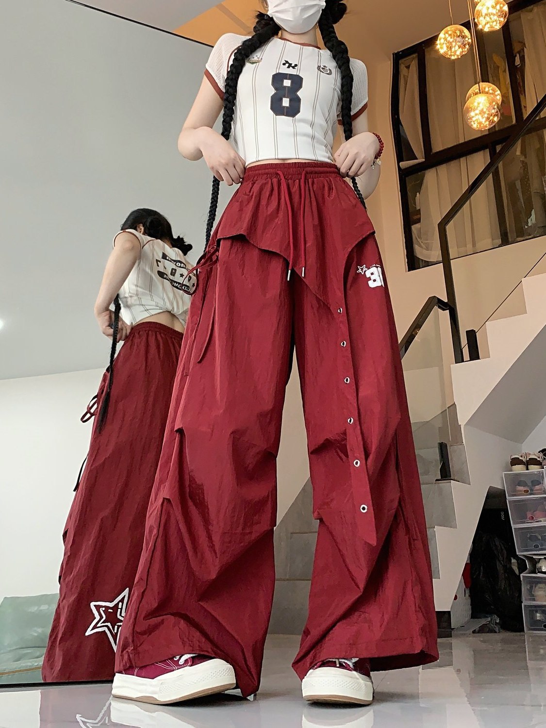 Womens Quick-Dry Wide-Leg Cargo Pants - Image 5