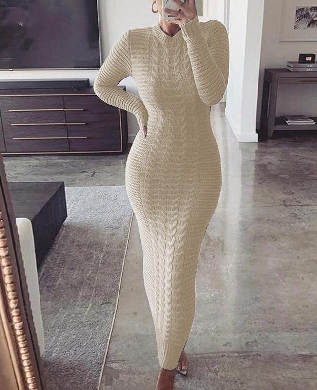 The Astrid Twisted Long Sleeve Knit Dress Detail – La Rose Couture Dresses & Gowns
