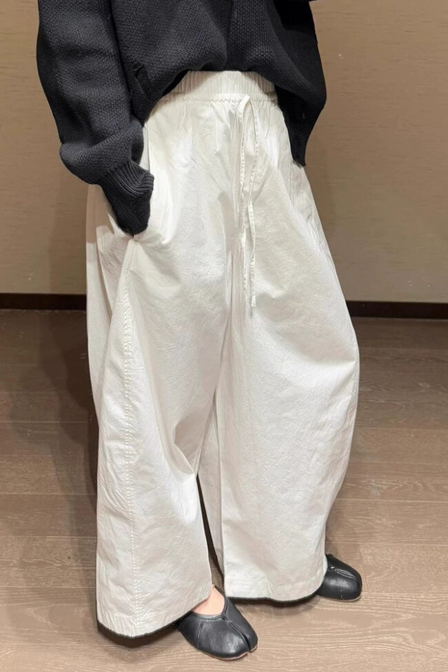 The Clemence Wide Leg Drawstring Elastic Waist Casual Pants Detail – La Rose Couture Trousers & Skirts