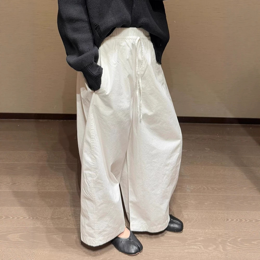 Womens Wide-Leg Drawstring Elastic Waist Casual Pants - Image 2