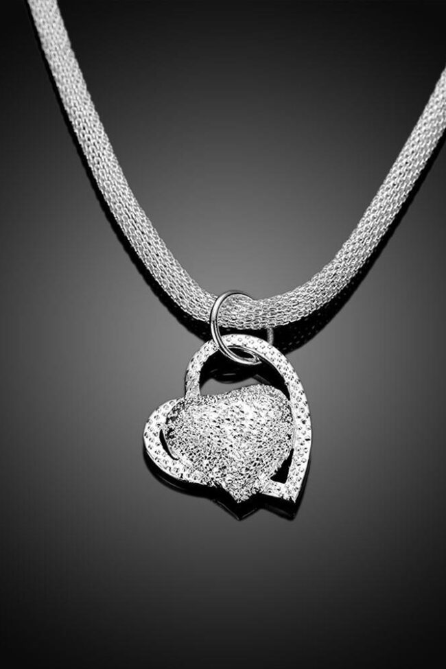 The Maelys Electroplated 925 Silver Heart Mesh Chain Necklace – La Rose Couture Jewellery & Accessories