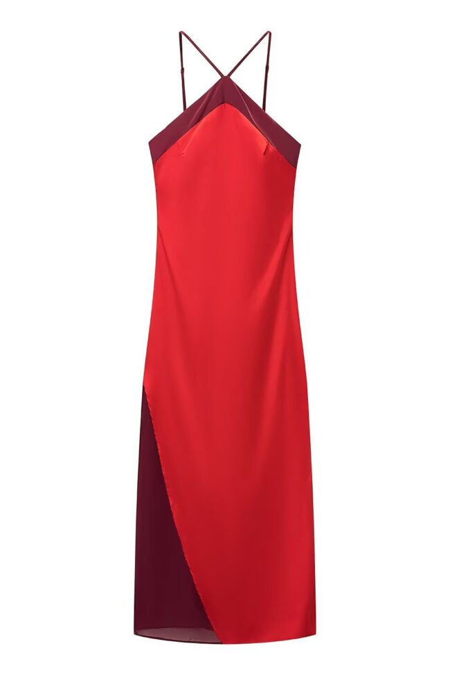 The Aurelia Color Block Halter Neck Dress Detail – La Rose Couture Dresses & Gowns