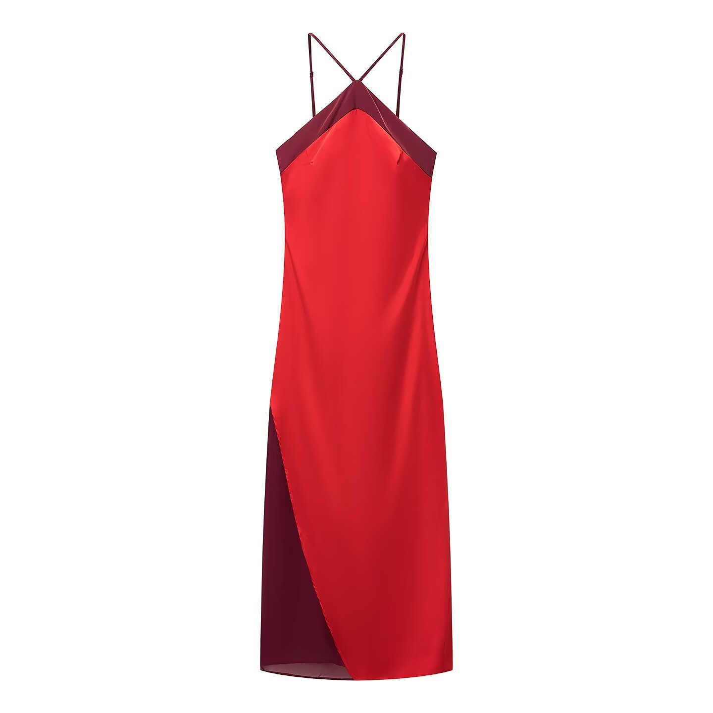 Womens Color Block Halter Neck Dress - Image 4