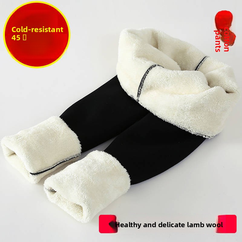 Fleece Lined Leather Label Leggings for Women - Image 4