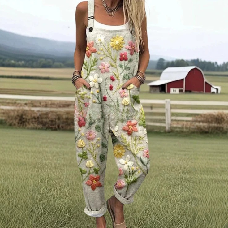 Womens 3D Digital Print Strap Casual Pants - Image 3