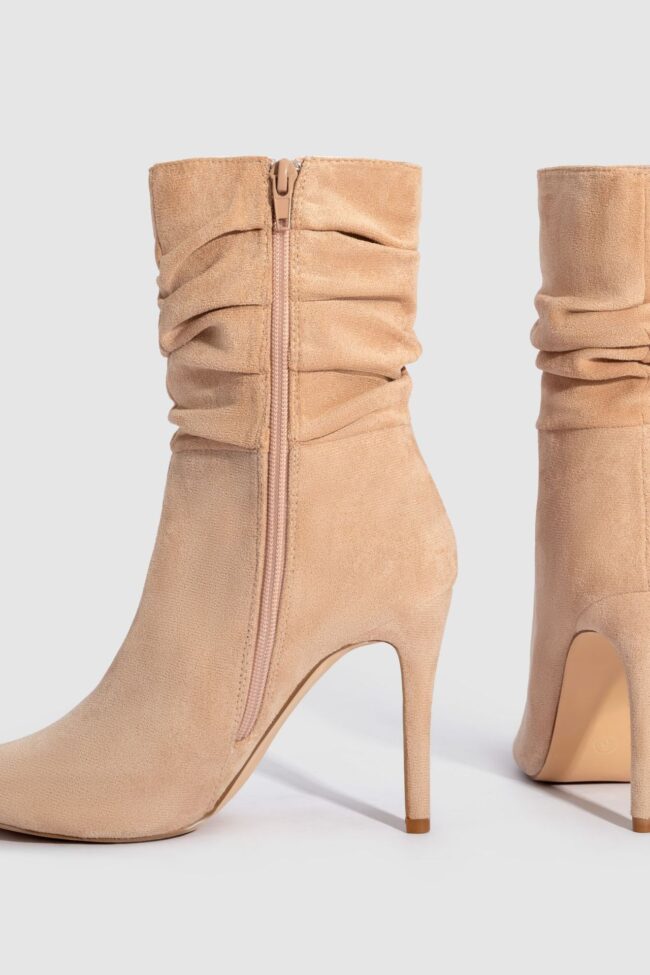 The Elodie Pointed Toe Low Heeled High Short Boots Detail – La Rose Couture Shoes & Footwear