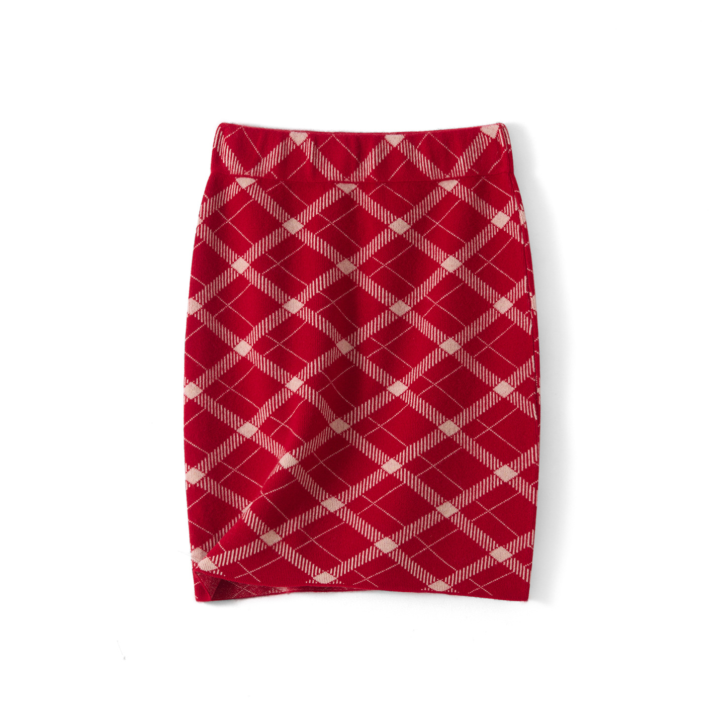 Pure Wool Knitted Plaid Skirt