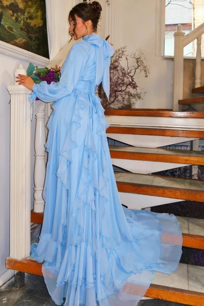 The Sibylle Pleated Chiffon Dress Detail – La Rose Couture Dresses & Gowns