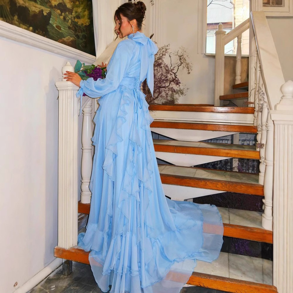 Womens Pleated Chiffon Dress - Image 3