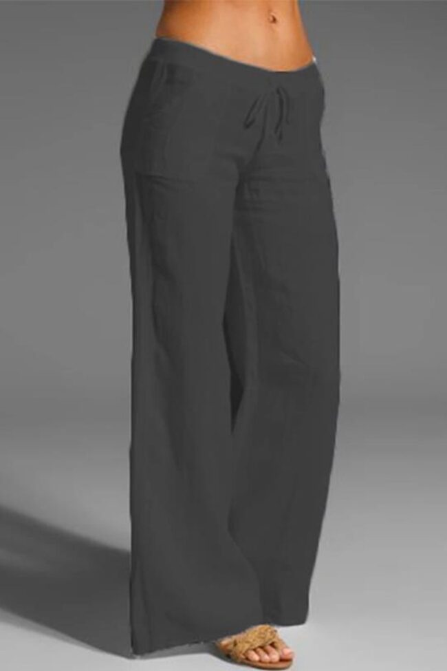 Cotton Linen Wide Leg Pants Detail – La Rose Couture Trousers & Skirts