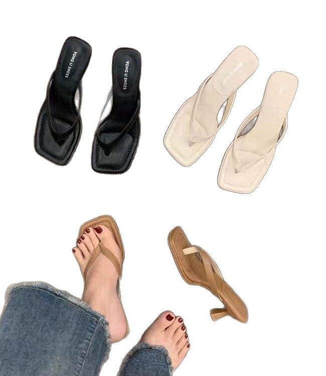 The Estelle Parisian Herringbone Square Toe Mid Heel Sandals Detail – La Rose Couture Shoes & Footwear