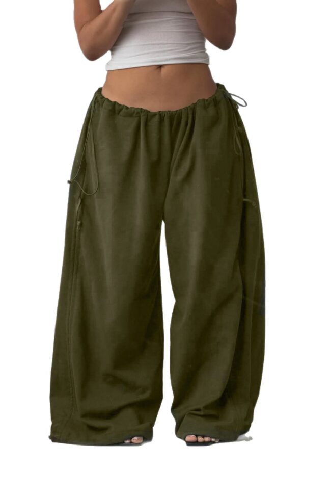 The Cecile Casual Drawstring Loose Wide Leg Pants Detail – La Rose Couture Trousers & Skirts