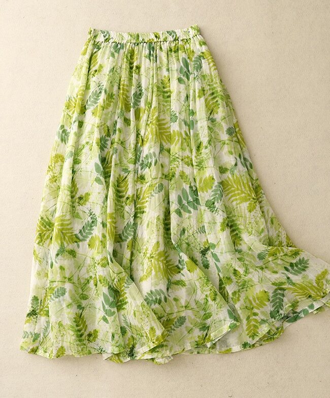 The Therese Ramie Printed a Line Mid Length Skirt Detail – La Rose Couture Trousers & Skirts