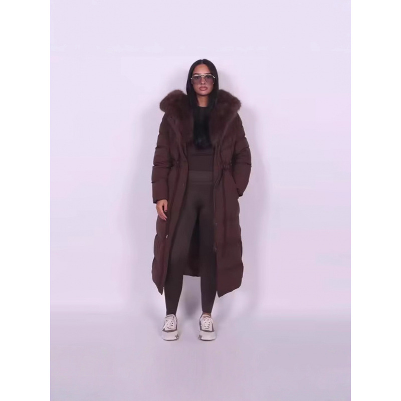 Womens Long Hooded Cotton Coat