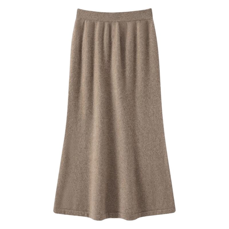 Womens High Waist Cashmere Blend A-Line Long Skirt - Image 3