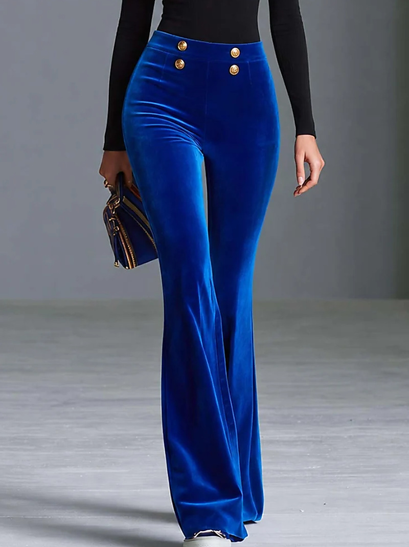 Velvet HighWaisted Flared Trousers