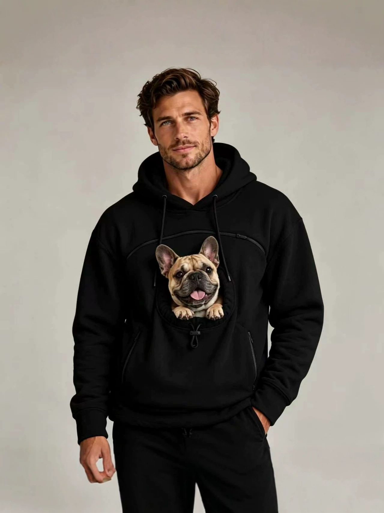 Couple Lamb Cashmere Pet Pocket Hooded Sweatshirt - Image 5