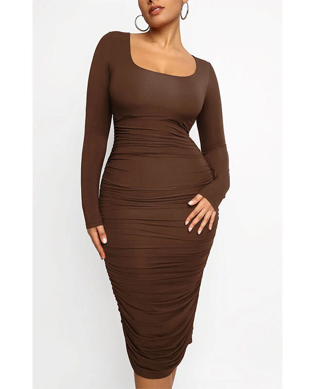 The Marlene Square Neck Bodycon Dress with Slim Fit Detail – La Rose Couture Dresses & Gowns