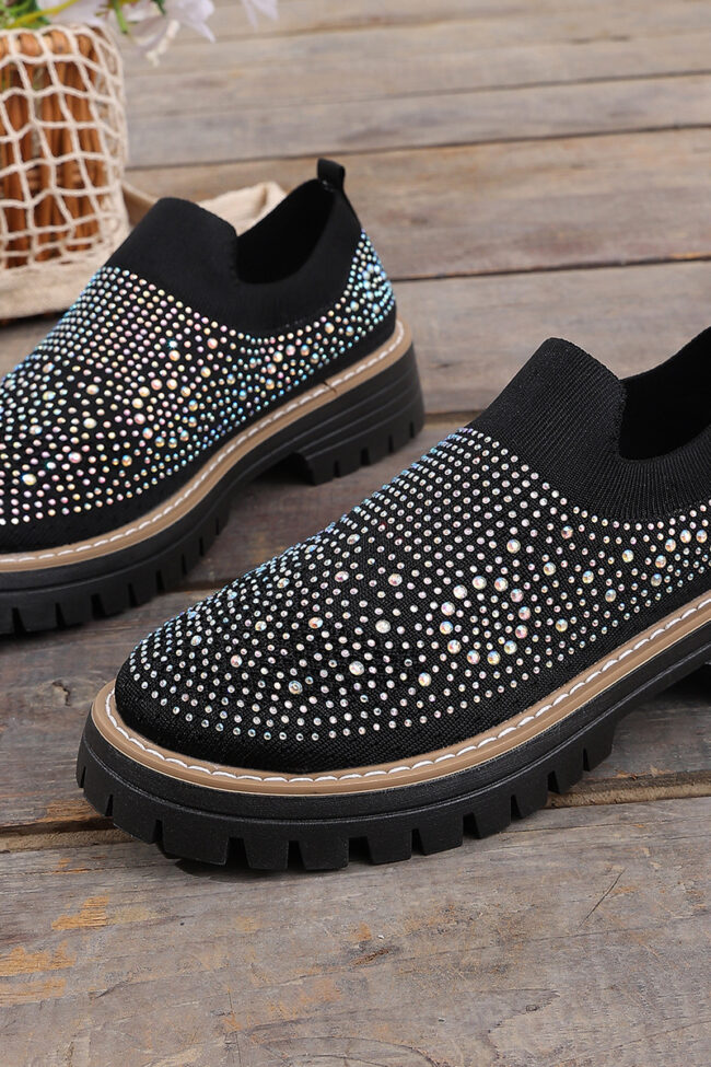 The Laurene Rhinestone Platform Slip on Shoes Detail – La Rose Couture Shoes & Footwear