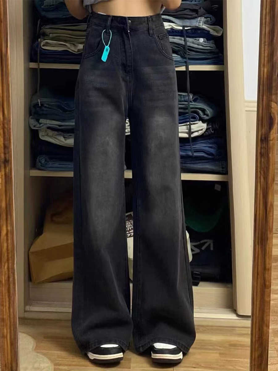 Plus Size Vintage Denim Wide Leg Pants