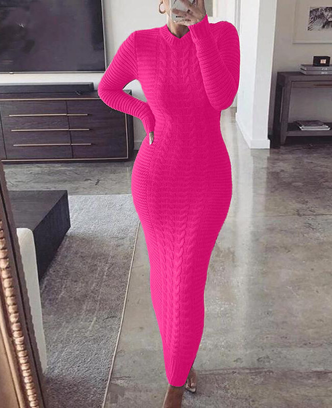 The Astrid Twisted Long Sleeve Knit Dress Detail – La Rose Couture Dresses & Gowns