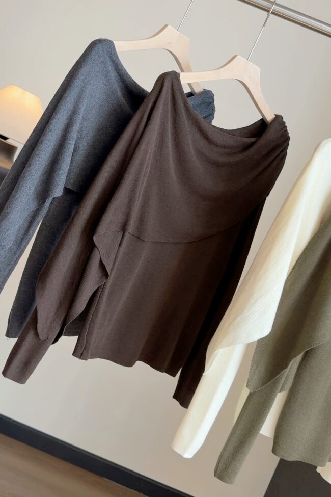 The Clothilde Knitted Cape Style Pullover Faux Two Piece Loose Top Detail – La Rose Couture Coats & Jackets