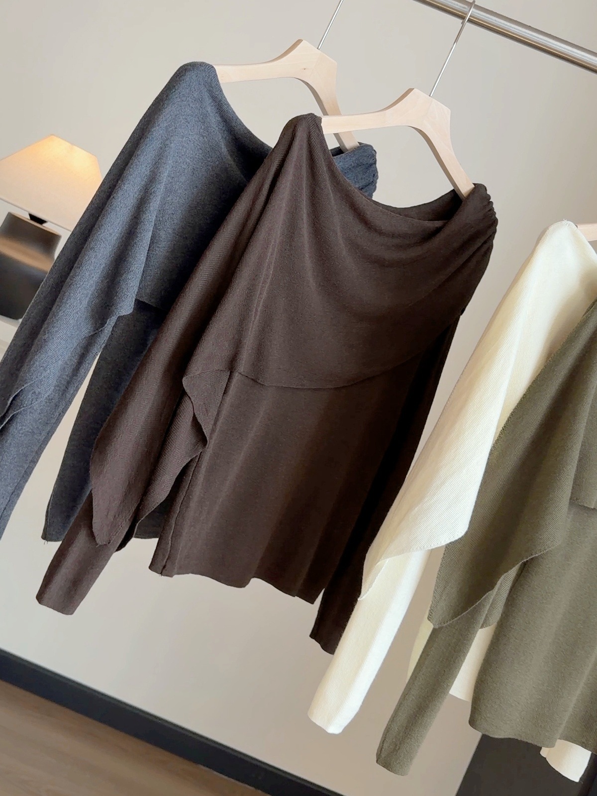 Women Knitted Cape Style Pullover Faux Two Piece Loose Top - Image 5