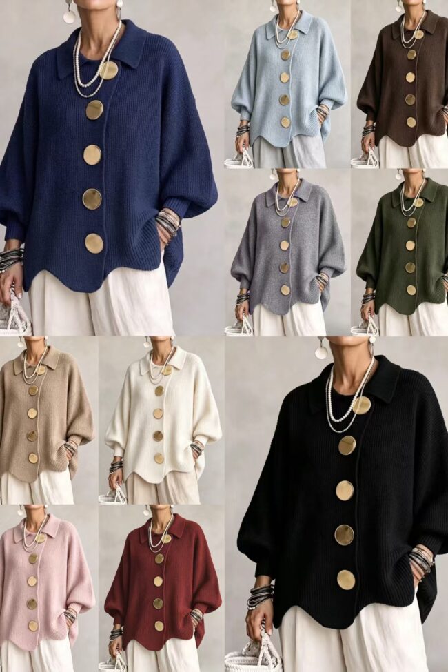 The Margot Knitted Coat Wave Hem Retro Loose Cardigan – La Rose Couture Coats & Jackets