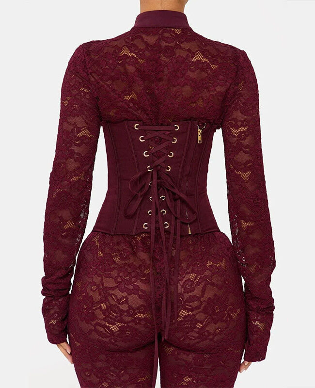The Clothilde Elegant Lace Up Bodycon Jumpsuit Detail – La Rose Couture Dresses & Gowns