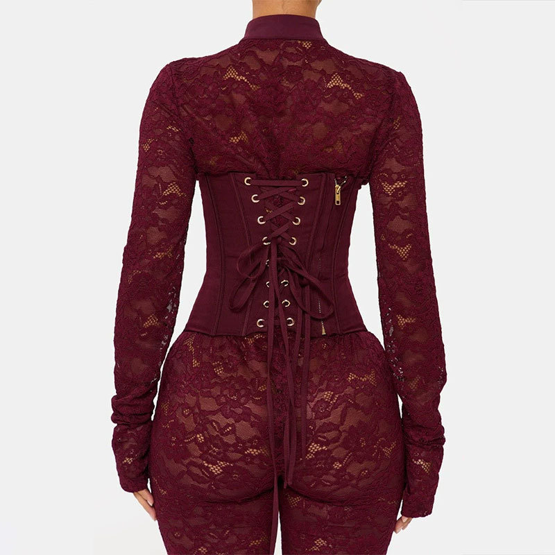 Elegant Lace-Up Bodycon Jumpsuit - Image 4