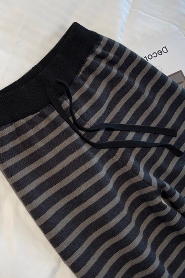 The Delphine Striped High Waist Wide Leg Pants Detail – La Rose Couture Trousers & Skirts