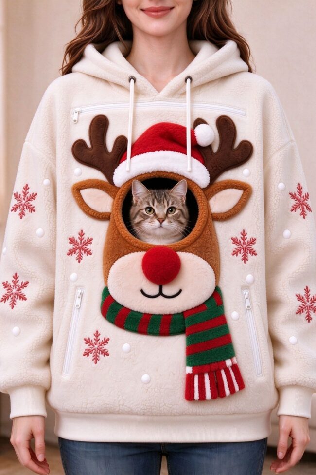 The Lucile Christmas Hooded Fleece Sweatshirt Detail – La Rose Couture Tops & Blouses