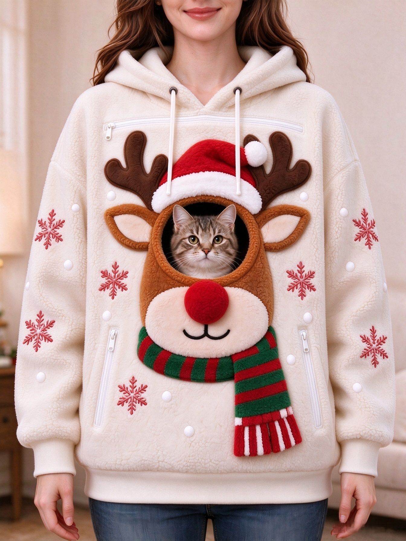 Christmas Hooded Fleece Sweatshirt - Image 3