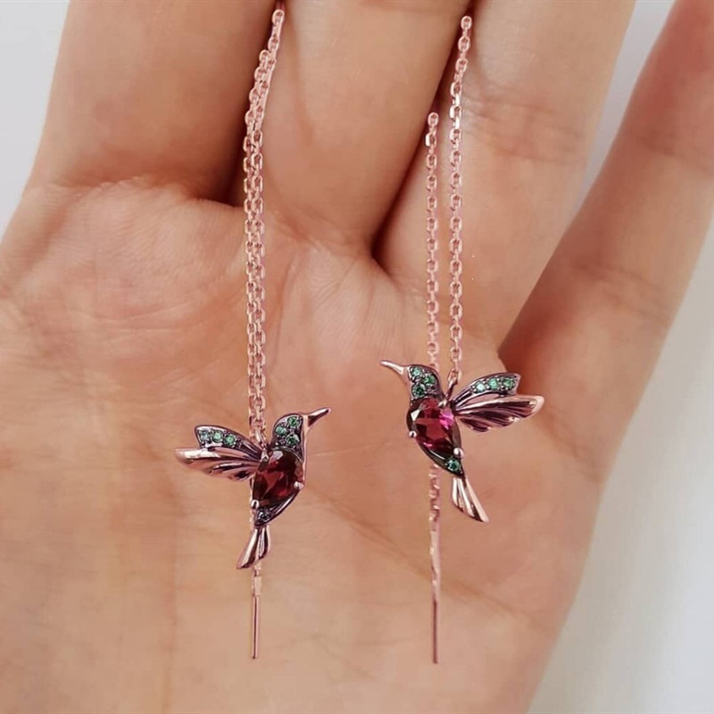 Cute Bird Women's Earrings Copper Inlaid with Zircon