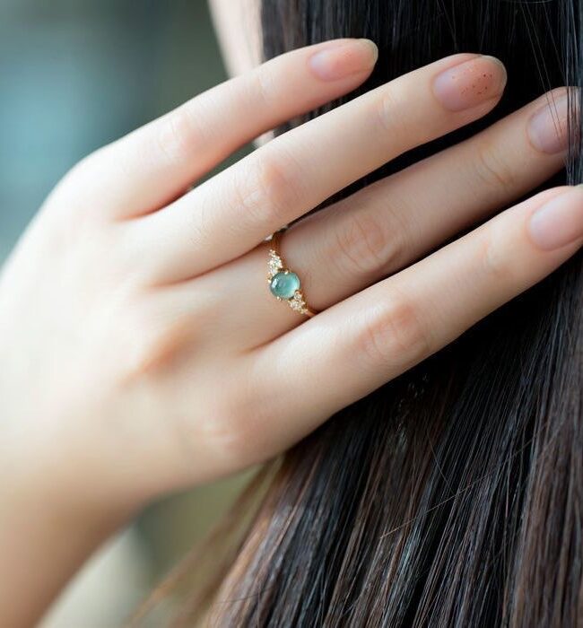 The Cyrielle Adjustable Chalcedony Diamond Ring Detail – La Rose Couture Jewellery & Accessories