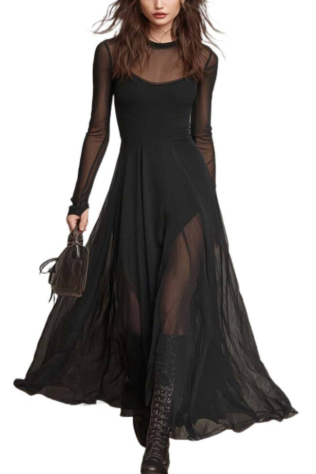 Elegant Long Sleeve Mermaid Dress Detail – La Rose Couture Dresses & Gowns