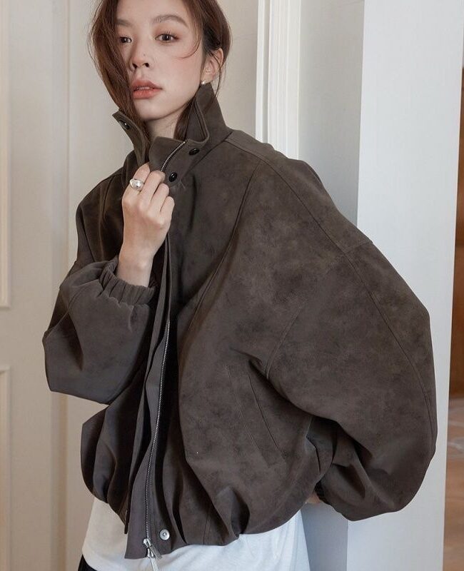 The Dorothee American Style Retro Matte Leather Jacket – La Rose Couture Coats & Jackets