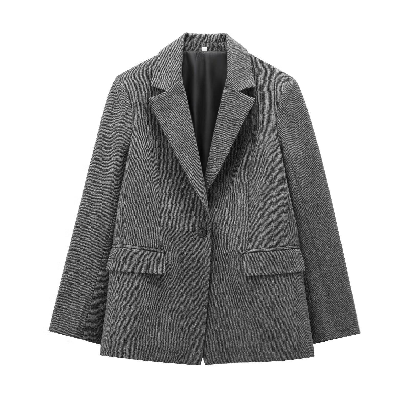 Women's Wool Blend Twill Lapel Blazer Suit Jacket - Image 4