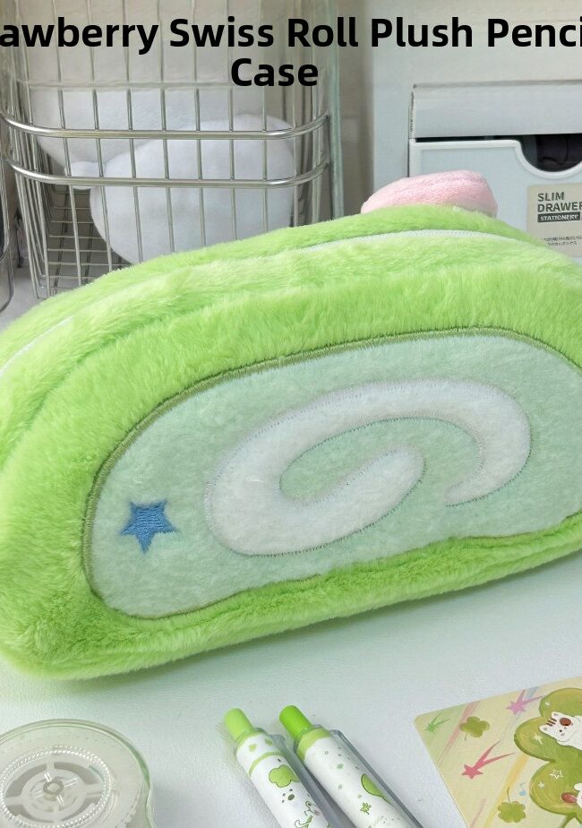 The Jeanne Cute Plush Swiss Roll Large Capacity Makeup Stationery Storage Pouch Detail – La Rose Couture Handbags & Clutches