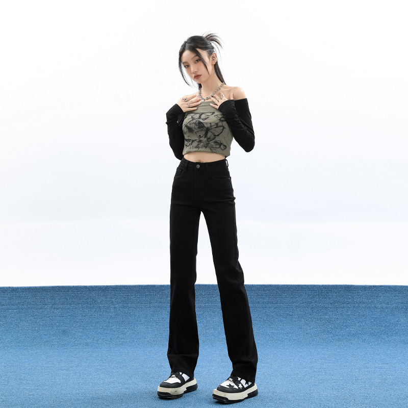 High Waisted Straight Leg Jeans for Women Slimming Cigarette Pants - Image 3