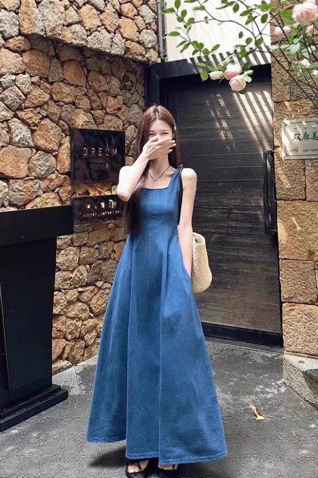The Justine Denim Dress Detail – La Rose Couture Dresses & Gowns