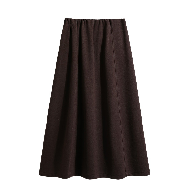 Plus Size Acetate Wool Blend A-Line Skirt with Pockets - Image 5