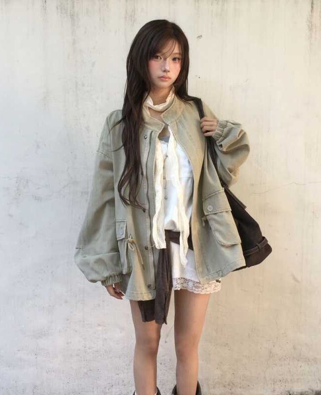 The Genevieve Stand Collar Loose Pocket Coat Detail – La Rose Couture Coats & Jackets