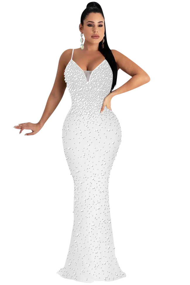 The Laure Elegant Beaded Sling Dress Detail – La Rose Couture Dresses & Gowns