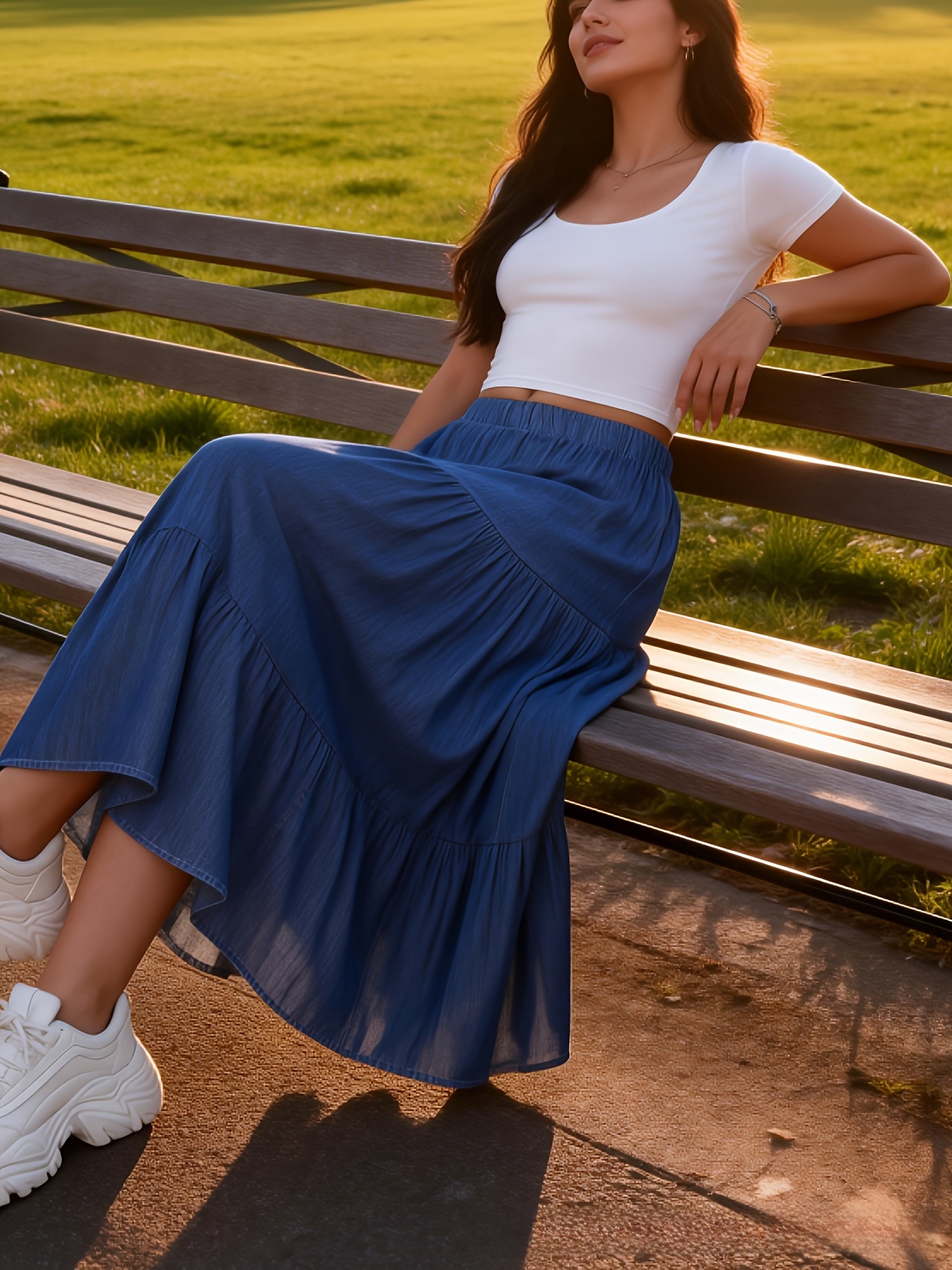 Layered Flared Cake Skirt with Elastic Waist - Image 2