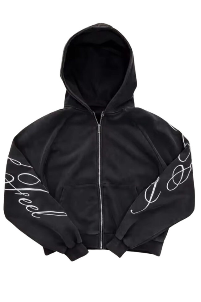 The Aurore Letter Print Hooded Sweatshirt Detail – La Rose Couture Tops & Blouses