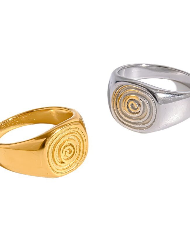 The Solene Spiral Fingerprint Stamp Ring Detail – La Rose Couture Jewellery & Accessories