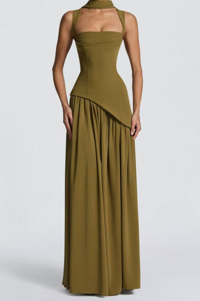The Madeleine Irregular Hem Waist Cinching Straps Dress Detail – La Rose Couture Dresses & Gowns